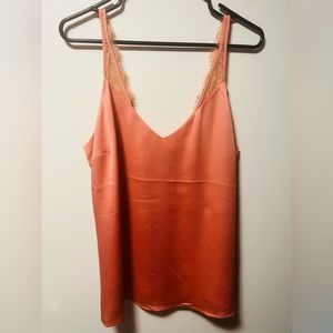 Express Lace Trim Tank Top - Large in Dusty Rose Pink